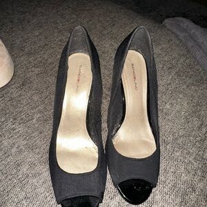 Bandolino Black Suede Peep Toe Heels